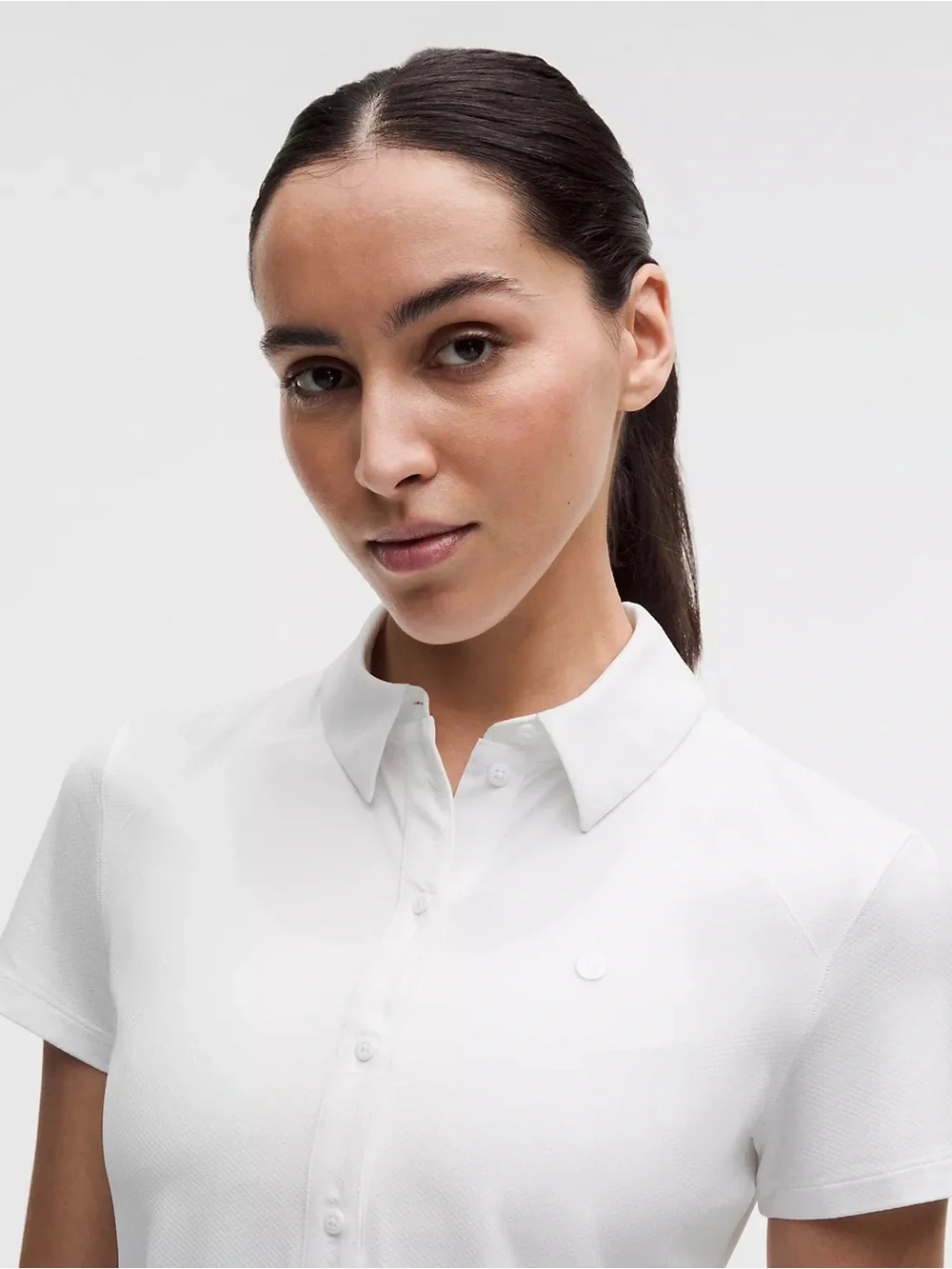 Lululemon Quick-Dry Short-Sleeve Polo Shirt Straight Hem size 2 white